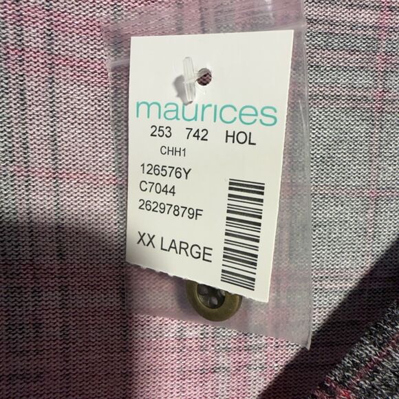 Maurices Plaid Button-Front Peplum Top Women’s Size XXL Red Black & Purple - Picture 10 of 11